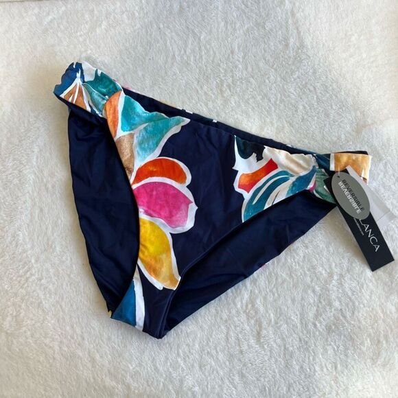 La Blanca Island Goddess Navy Blue Bikini Cheeky Bottoms 14 Reversible NEW - Picture 1 of 9